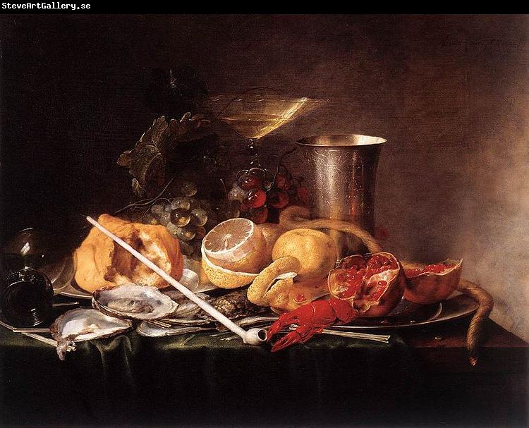 Jan Davidsz. de Heem Still-Life, Breakfast with Champaign Glass and Pipe